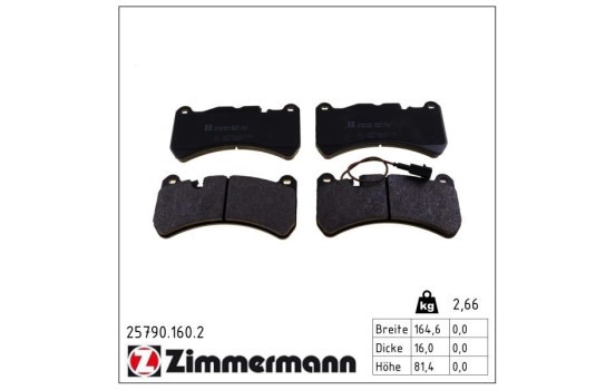 Kit de plaquettes de frein, frein à disque 25790.160.2 Zimmermann