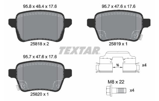 Kit de plaquettes de frein, frein à disque 2581802 Textar