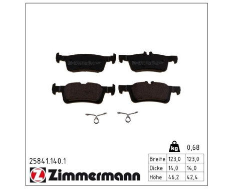 Kit de plaquettes de frein, frein à disque 25841.140.1 Zimmermann