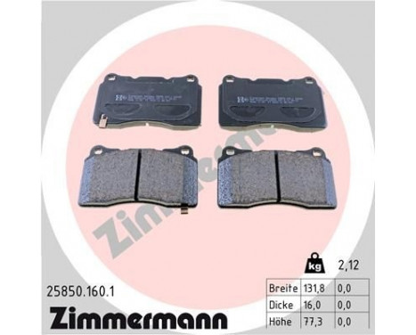 Kit de plaquettes de frein, frein à disque 25850.160.1 Zimmermann