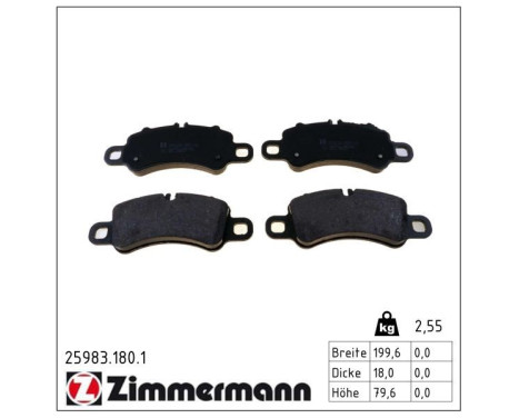 Kit de plaquettes de frein, frein à disque 25983.180.1 Zimmermann