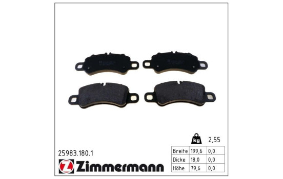 Kit de plaquettes de frein, frein à disque 25983.180.1 Zimmermann