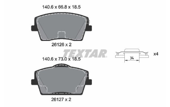 Kit de plaquettes de frein, frein à disque 2612601 Textar