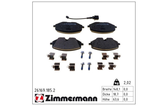 Kit de plaquettes de frein, frein à disque 26169.185.2 Zimmermann