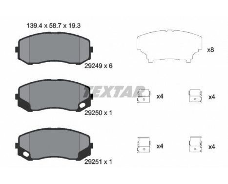 Kit de plaquettes de frein, frein à disque 2924901 Textar