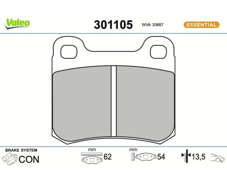 Kit de plaquettes de frein, frein à disque 301105 Valeo