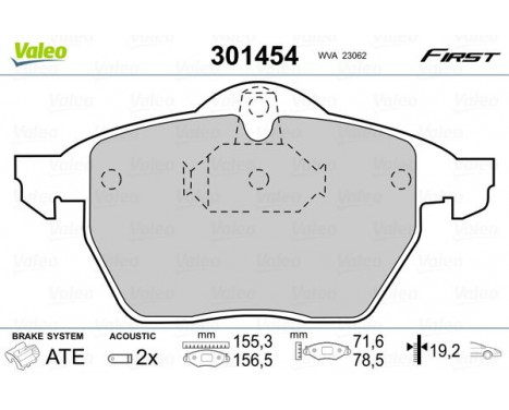 Kit de plaquettes de frein, frein à disque 301454 Valeo