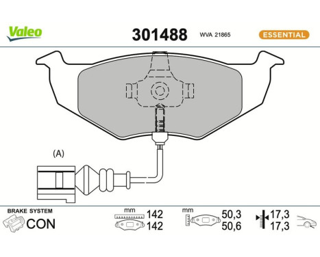 Kit de plaquettes de frein, frein à disque 301488 Valeo