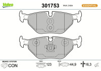 Kit de plaquettes de frein, frein à disque 301753 Valeo