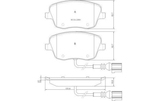 Kit de plaquettes de frein, frein à disque 37338 ABS, Image 2
