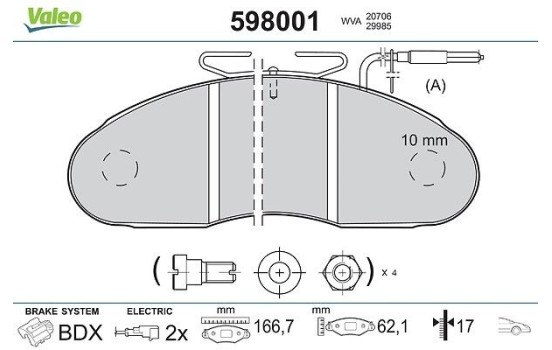 Kit de plaquettes de frein, frein à disque 598001 Valeo