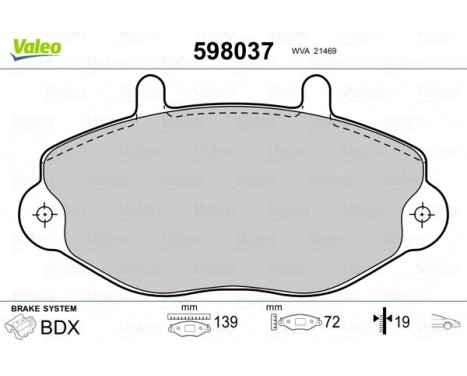 Kit de plaquettes de frein, frein à disque 598037 Valeo, Image 2