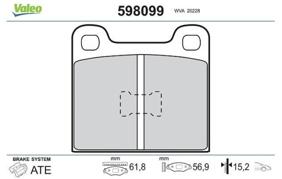 Kit de plaquettes de frein, frein à disque 598099 Valeo