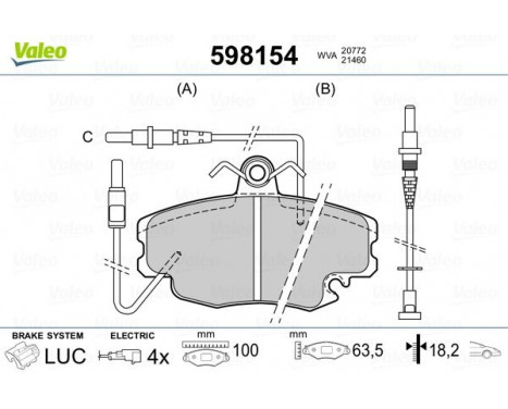 Kit de plaquettes de frein, frein à disque 598154 Valeo, Image 2