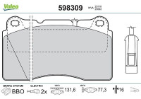 Kit de plaquettes de frein, frein à disque 598309 Valeo