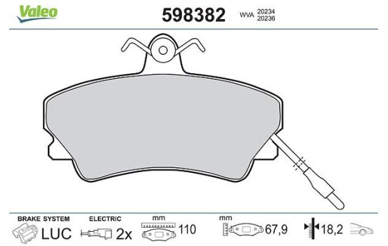 Kit de plaquettes de frein, frein à disque 598382 Valeo