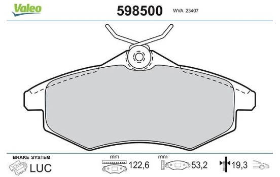 Kit de plaquettes de frein, frein à disque 598500 Valeo
