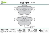 Kit de plaquettes de frein, frein à disque 598750 Valeo