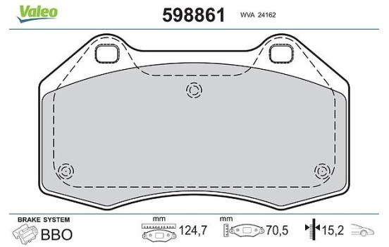 Kit de plaquettes de frein, frein à disque 598861 Valeo
