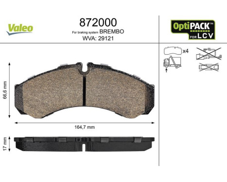 Kit de plaquettes de frein, frein à disque 872000 Valeo