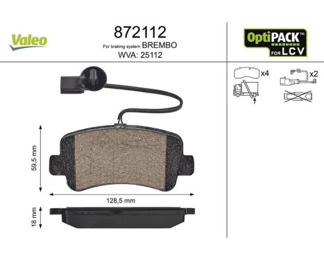 Kit de plaquettes de frein, frein à disque 872112 Valeo