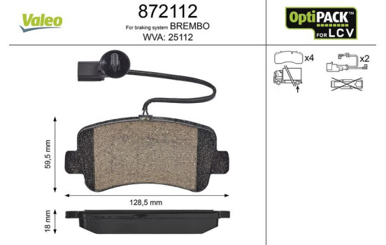 Kit de plaquettes de frein, frein à disque 872112 Valeo
