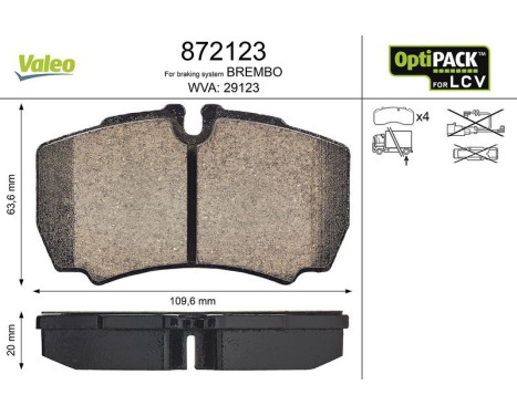 Kit de plaquettes de frein, frein à disque 872123 Valeo