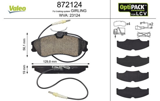 Kit de plaquettes de frein, frein à disque 872124 Valeo