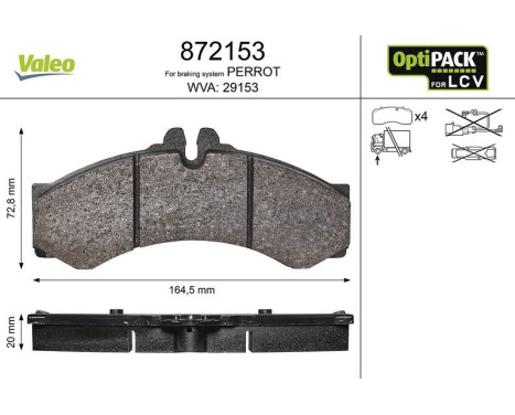 Kit de plaquettes de frein, frein à disque 872153 Valeo