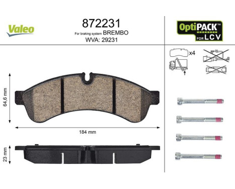 Kit de plaquettes de frein, frein à disque 872231 Valeo