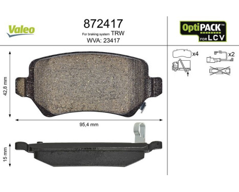 Kit de plaquettes de frein, frein à disque 872417 Valeo