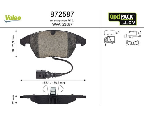 Kit de plaquettes de frein, frein à disque 872587 Valeo