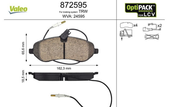 Kit de plaquettes de frein, frein à disque 872595 Valeo