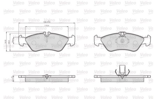 Kit de plaquettes de frein, frein à disque 872661 Valeo