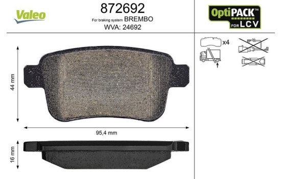 Kit de plaquettes de frein, frein à disque 872692 Valeo