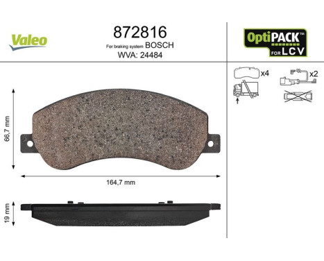 Kit de plaquettes de frein, frein à disque 872816 Valeo