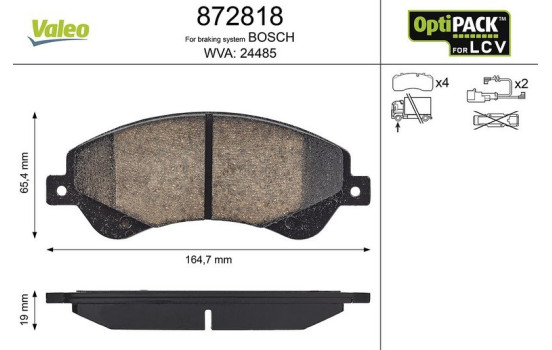 Kit de plaquettes de frein, frein à disque 872818 Valeo
