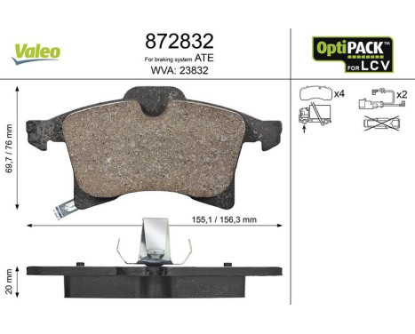 Kit de plaquettes de frein, frein à disque 872832 Valeo