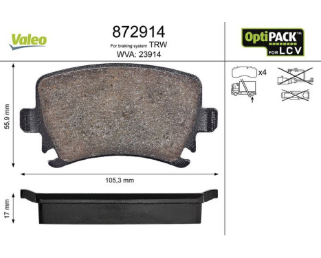 Kit de plaquettes de frein, frein à disque 872914 Valeo