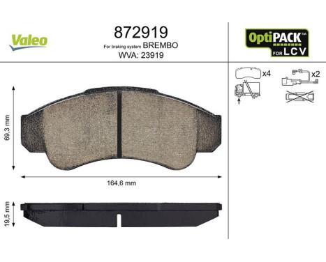 Kit de plaquettes de frein, frein à disque 872919 Valeo
