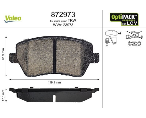 Kit de plaquettes de frein, frein à disque 872973 Valeo