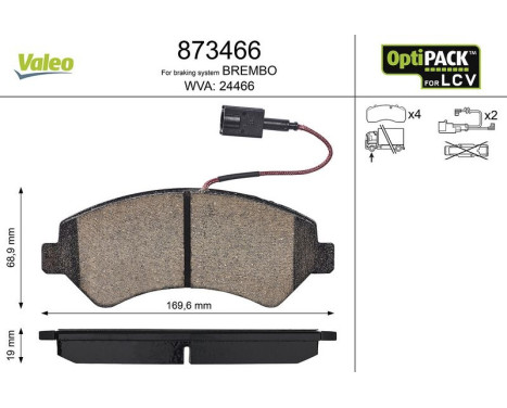Kit de plaquettes de frein, frein à disque 873466 Valeo