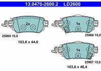 Kit de plaquettes de frein, frein à disque ATE Ceramic 13.0470-2600.2