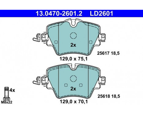 Kit de plaquettes de frein, frein à disque ATE Ceramic 13.0470-2601.2