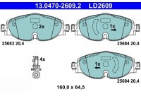 Kit de plaquettes de frein, frein à disque ATE Ceramic 13.0470-2609.2