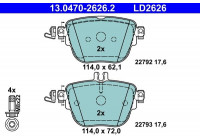 Kit de plaquettes de frein, frein à disque ATE Ceramic 13.0470-2626.2