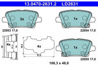 Kit de plaquettes de frein, frein à disque ATE Ceramic 13.0470-2631.2