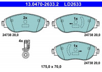 Kit de plaquettes de frein, frein à disque ATE Ceramic 13.0470-2633.2
