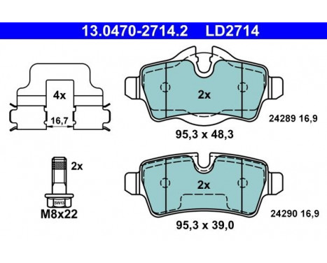 Kit de plaquettes de frein, frein à disque ATE Ceramic 13.0470-2714.2, Image 3