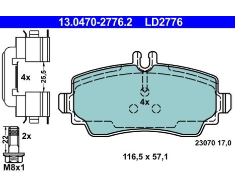 Kit de plaquettes de frein, frein à disque ATE Ceramic 13.0470-2776.2, Image 3
